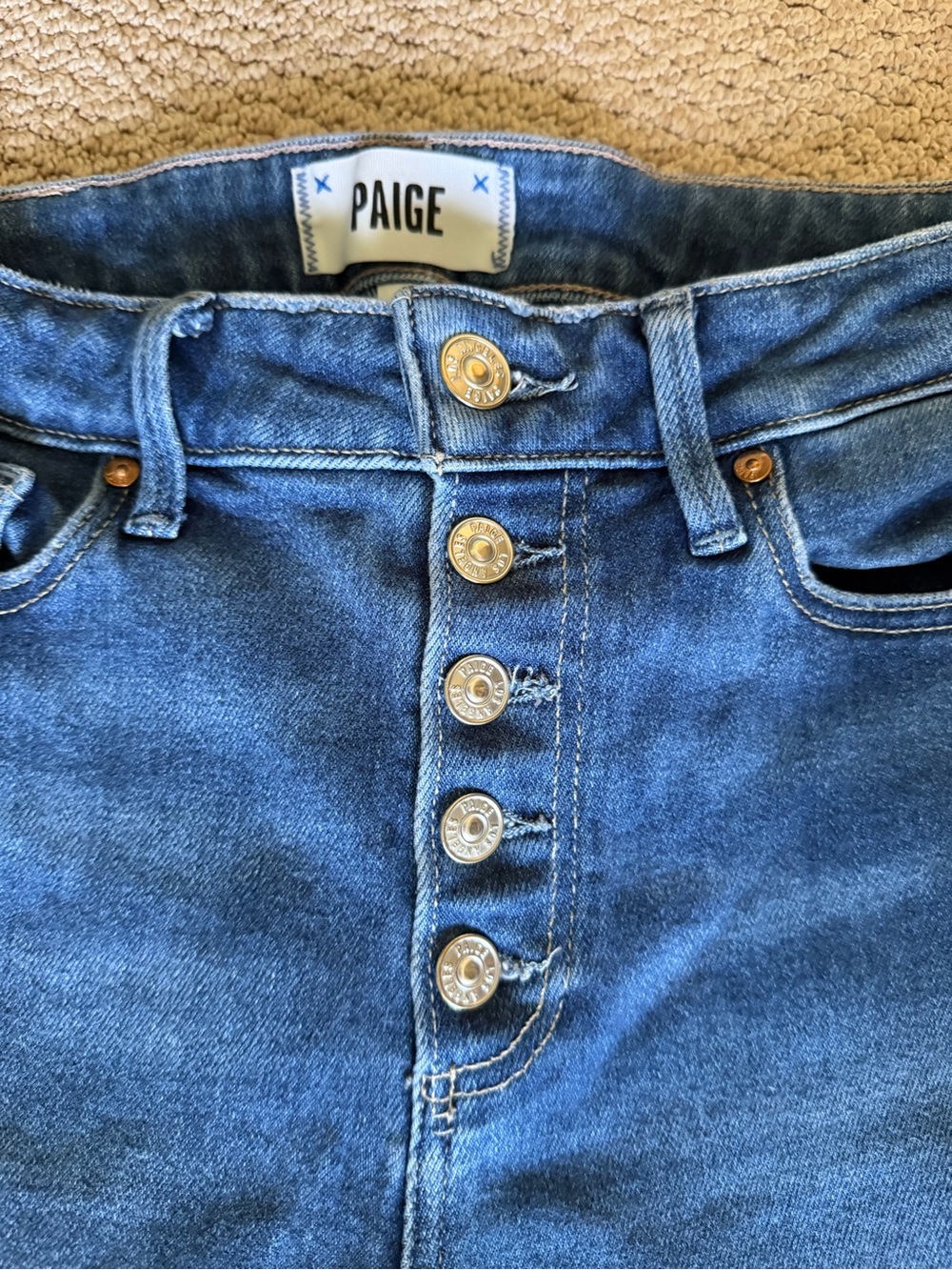 PAIGE High-Rise Cindy Button-Fly Dark Blue Women’s Jeans
